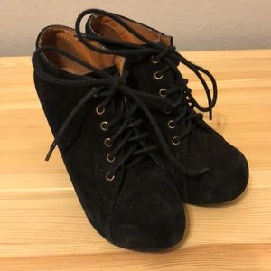 Jeffrey Campbell Black suede laced bootie